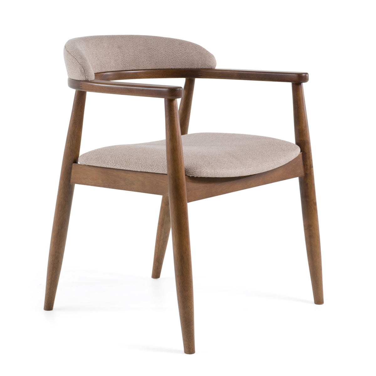 Cohen - Mid-Century Modern Tan Fabric + Walnut Dining Chair — view 5