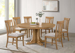 Hartville 7-piece Round Dining Table Set Natural Light Brown