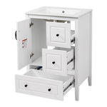 Freestanding Bathroom Vanity With Sink, Soft Closing Cabinet And Drawers - White