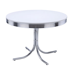 Marla - 5 Piece Dining Set With Round Table And Upholstered Chairs - White
