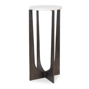 Accent Table - Brass Bronze / White