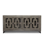 Bastille 76" 4-Door Solid Mango Wood Sideboard in Walnut Grey Finish w/ Black Iron Legs by Diamond Sofa