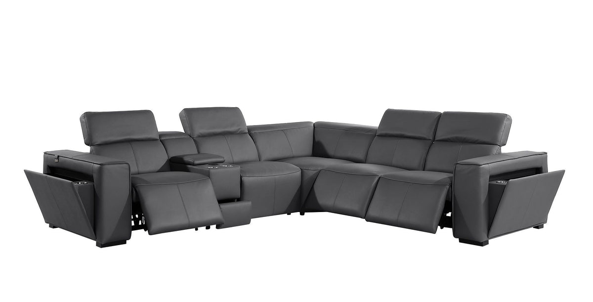 1224 - 6-Piece L-Shaped Sectional Sofa In With 3 Power Recliners & Power Headrests