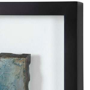 Set of two framed abstract prints featuring shimmering blue agate designs by Uttermost, perfect for modern wall decor.