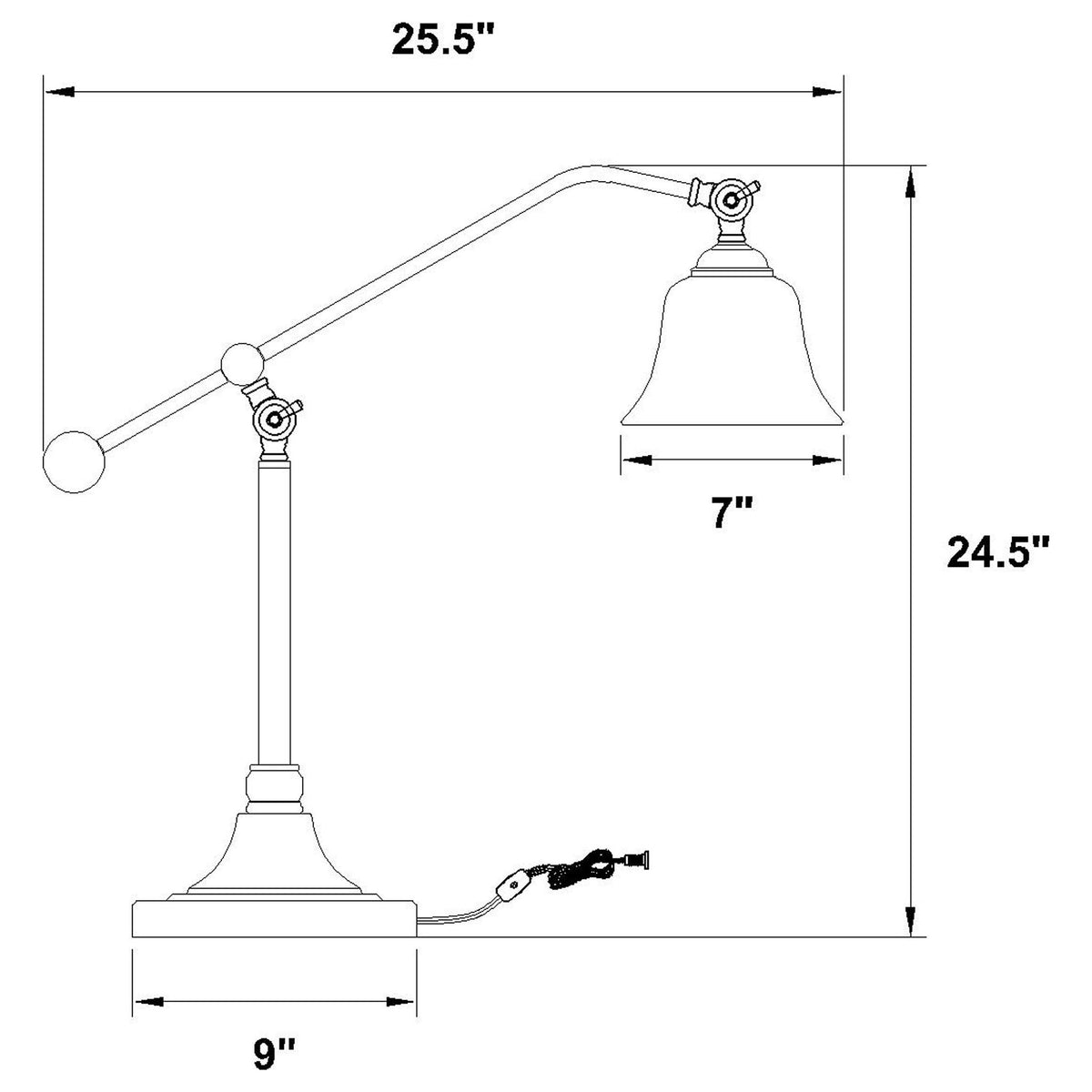 Edmond - Bell Down Table Lamp With Shade - Brown