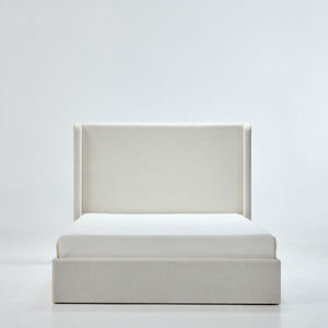 Caron king size upholstered wingback bed with high headboard in ivory by House & Home Furniture
