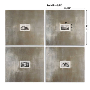 Historical Buildings - Framed Art (Set of 4) - Silver