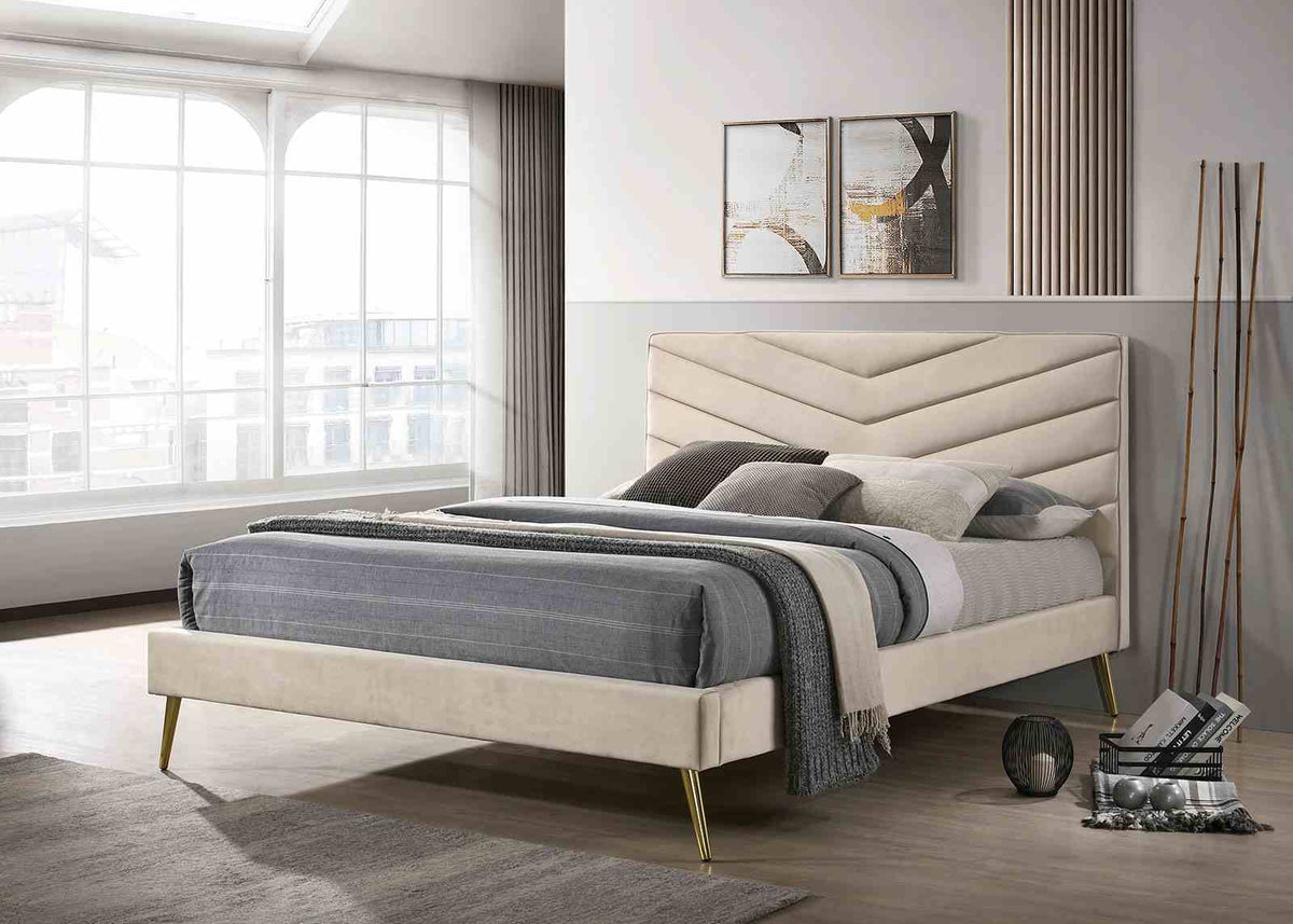 Vivar - E.King Bed, Beige