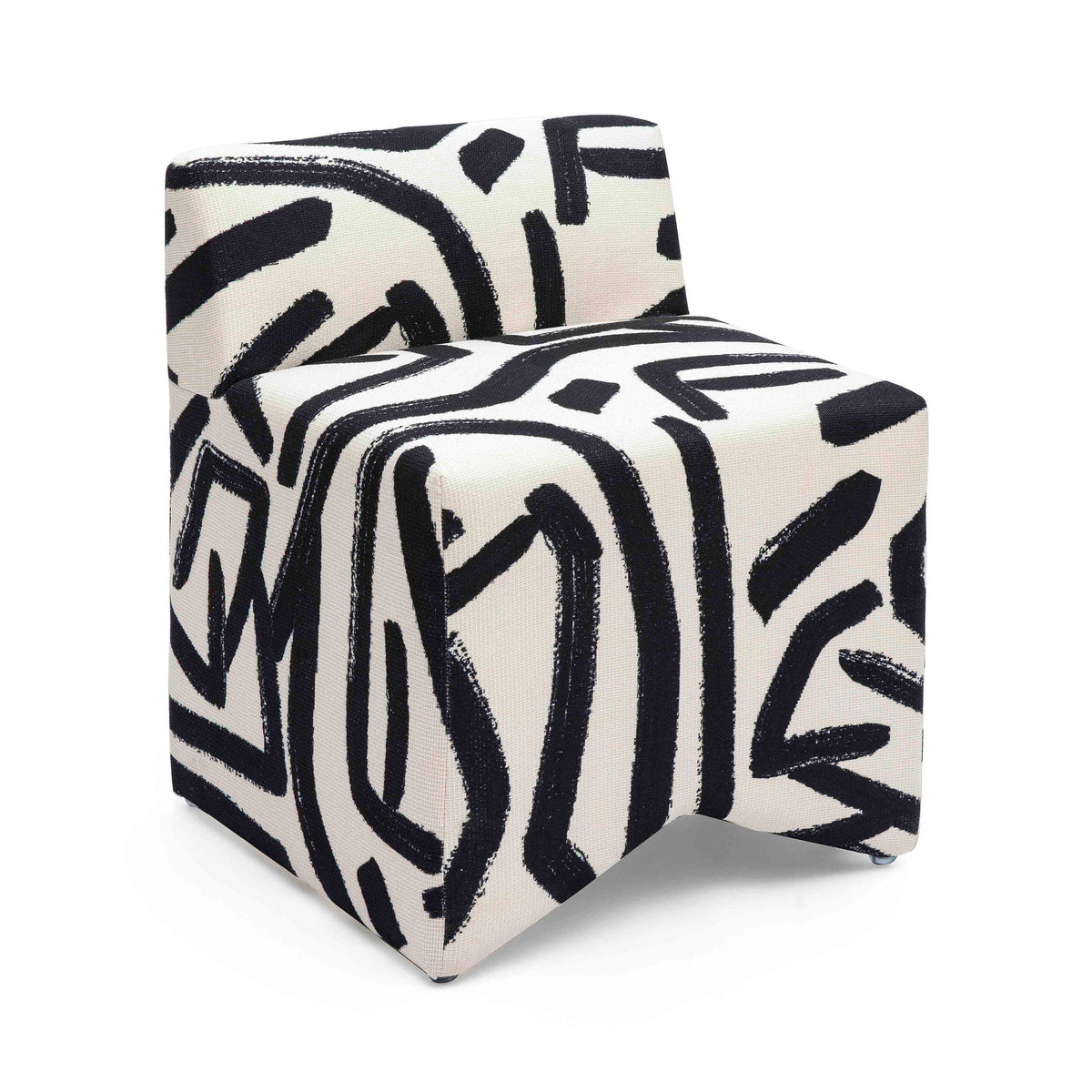 Pippa - Brushstroke Print Stool - Black / White - R&R Furniture Gallery (Fountain Valley, CA)