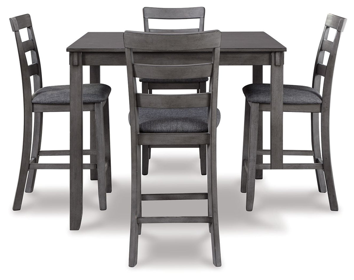 Bridson - Square Counter TBL Set (Set of 5) - Gray - R&R Furniture Gallery (Fountain Valley, CA)