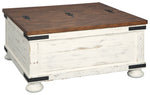 Wystfield - Cocktail Table with Storage - White / Brown - R&R Furniture Gallery (Fountain Valley, CA)
