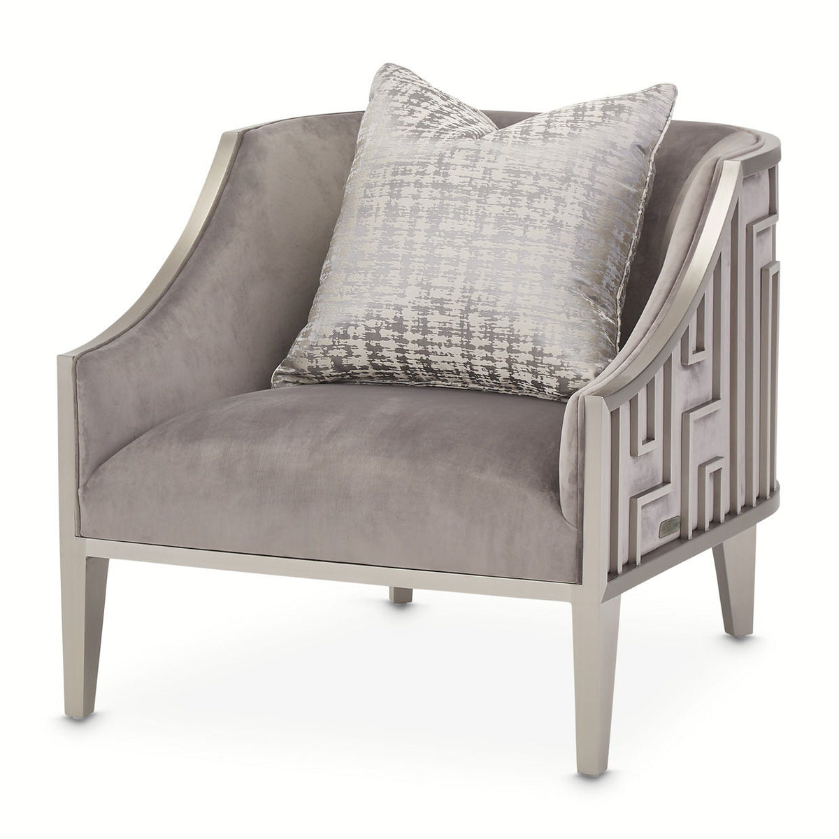 Roxbury Park - Velvet Accent Chair - Gray Pearl / Stainless Steel - R&R Furniture Gallery (Fountain Valley, CA)