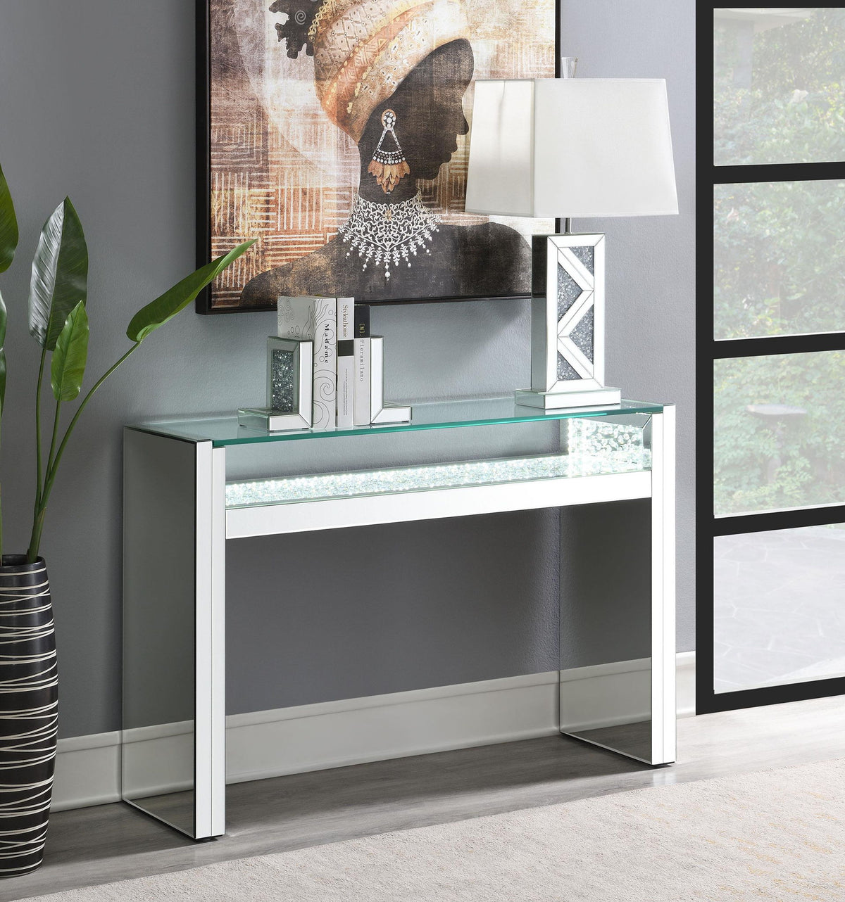 Edna Mirrored Console Table LED Lighting Silver