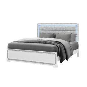 Soulmarie - Bed With LED Lighting And Padded Headboard