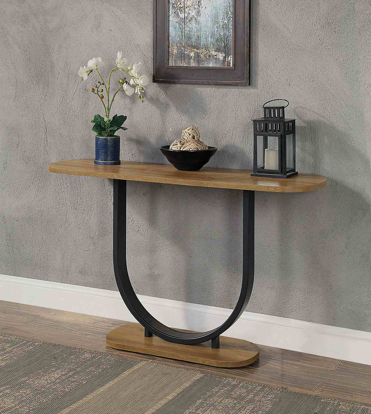 Olbia - Sofa Table, Rustic Oak/Sand Black