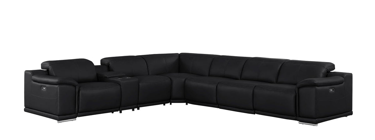 2679 - 7-Piece L-Shaped Power Reclining Sectional In Genuine Leather (4 Recliners)
