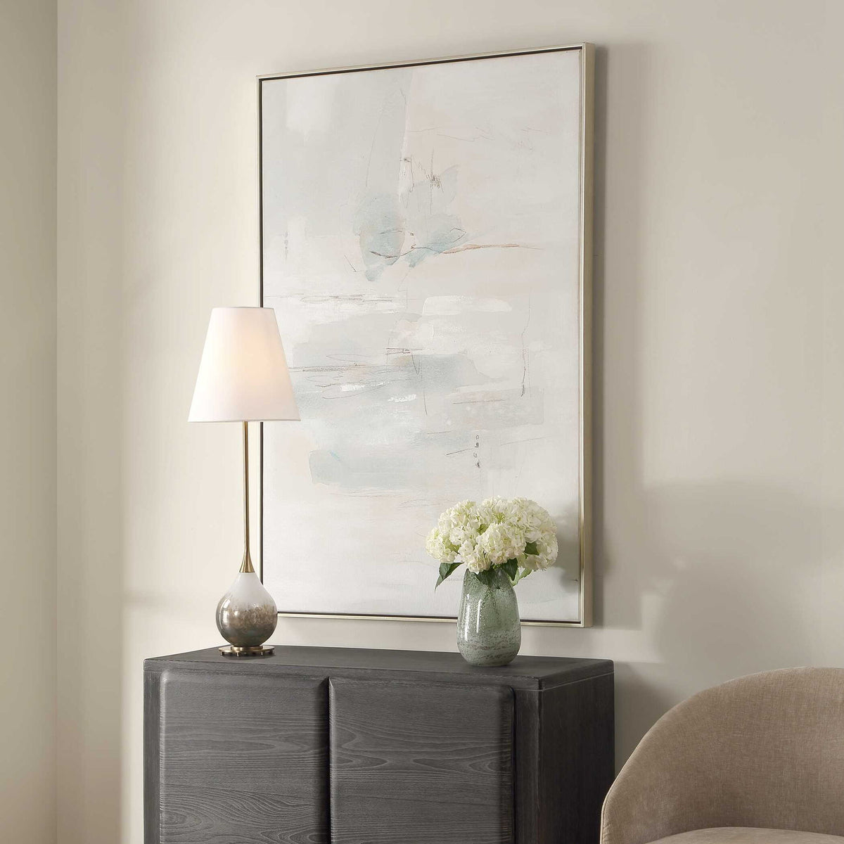 One And Only - Hand Painted Abstract Art - Blue / Brown / Gray / White