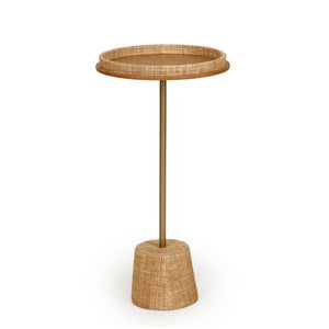 Saddle Raffia Designer Side Table - Natural