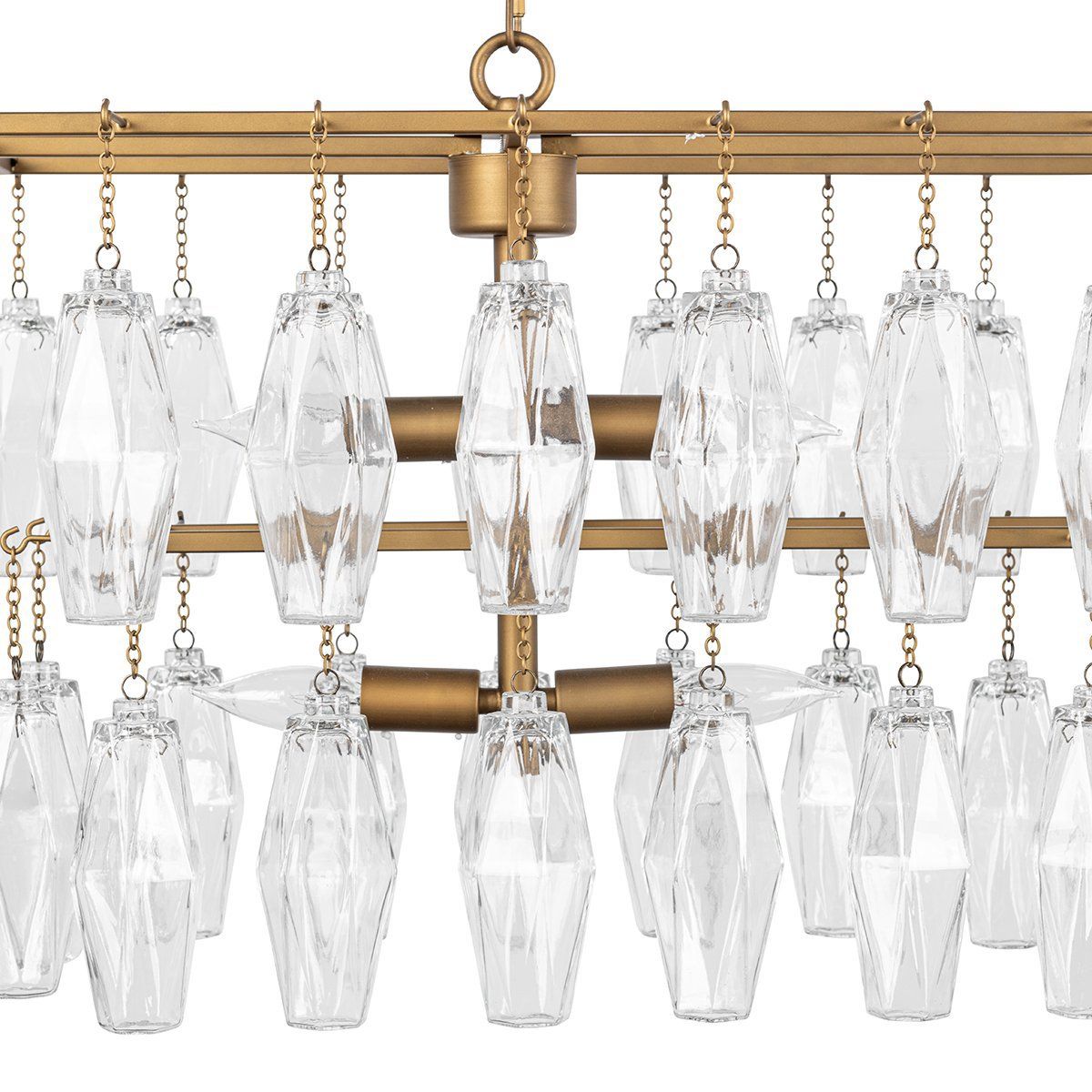 Tressia - Glass Round Chandelier - Brass - R&R Furniture Gallery (Fountain Valley, CA)