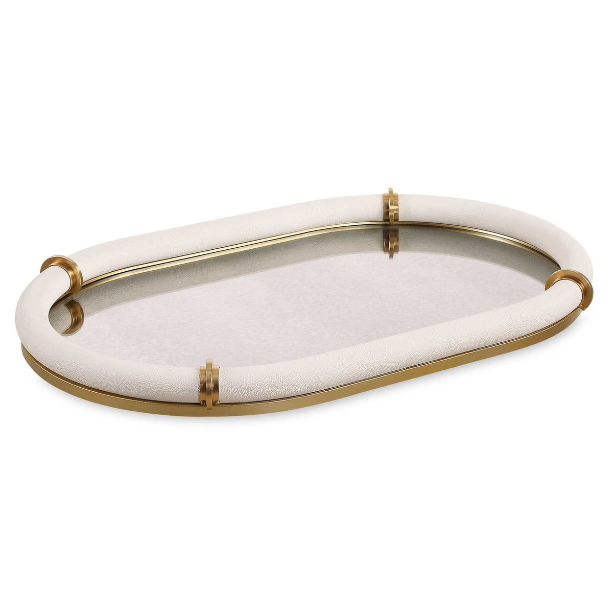 Cyprus - Leather Oval Tray - White