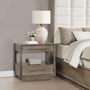 Prescott - 2 Drawers Nightstand With Open Shelf - Taupe