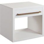 Encore Solid Mango Wood 1-Drawer End Table in White Finish w/ Gold Metal Handle