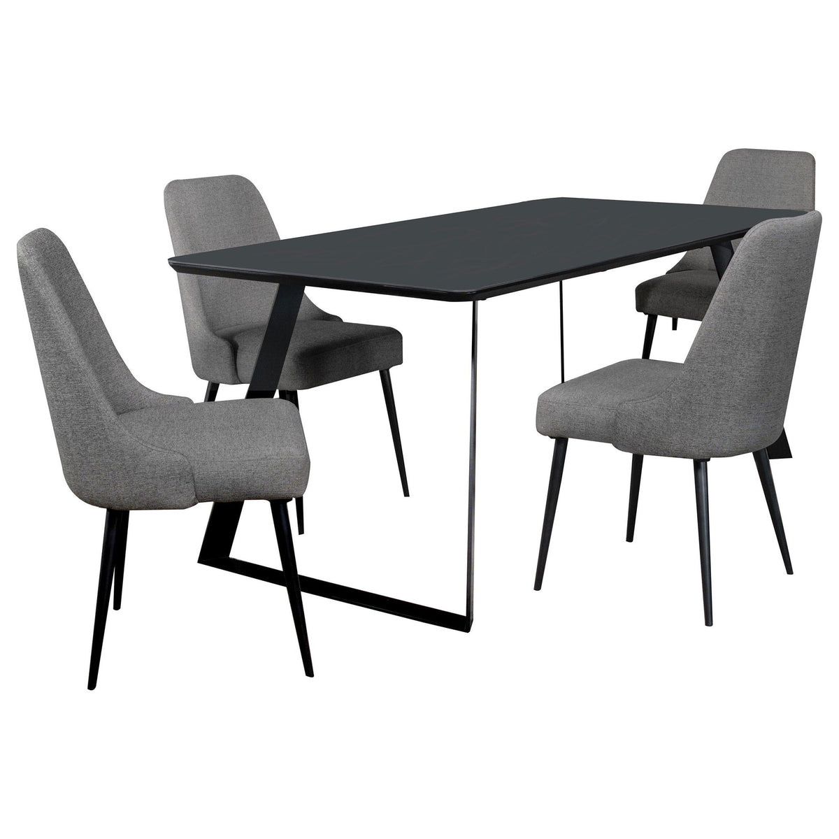 Smith 5-piece Rectangular Ceramic Top Dining Table Set Black