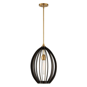 Darby - 1 Light Architectural Oval Pendant - Bronze / Black