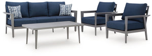 Gali - Sofa / Chairs / Table Set (Set of 4) - Gray / Blue - R&R Furniture Gallery (Fountain Valley, CA)