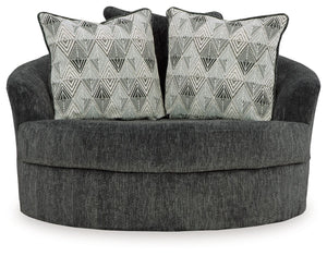 Biddeford - Oversized Swivel Accent Chair - Shadow - R&R Furniture Gallery (Fountain Valley, CA)