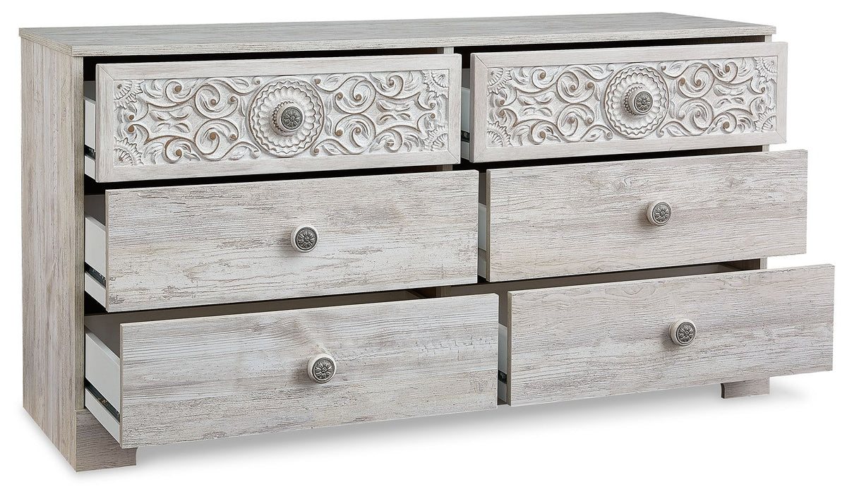 Paxberry - Six Drawer Dresser - Weatherworn - Whitewash - R&R Furniture Gallery (Fountain Valley, CA)