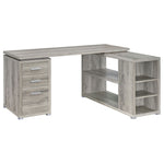 Tona - L-Shape Computer Desk With 3 Drawers And 5 Shelves