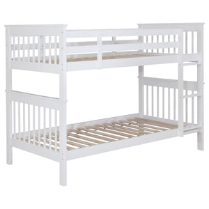 Madison - Twin Over Twin Bunk Bed With Slatted Design - White