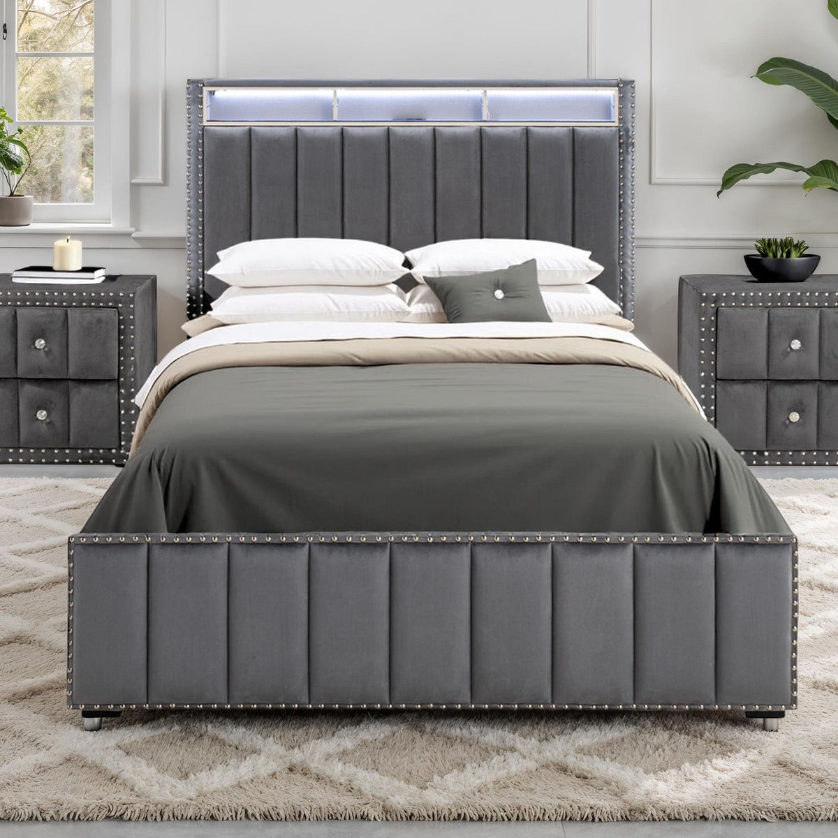 Farese - Full Bed, Dark Gray