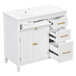 Bathroom Vanity With Sink Top, 3 Soft Closing Drawers
