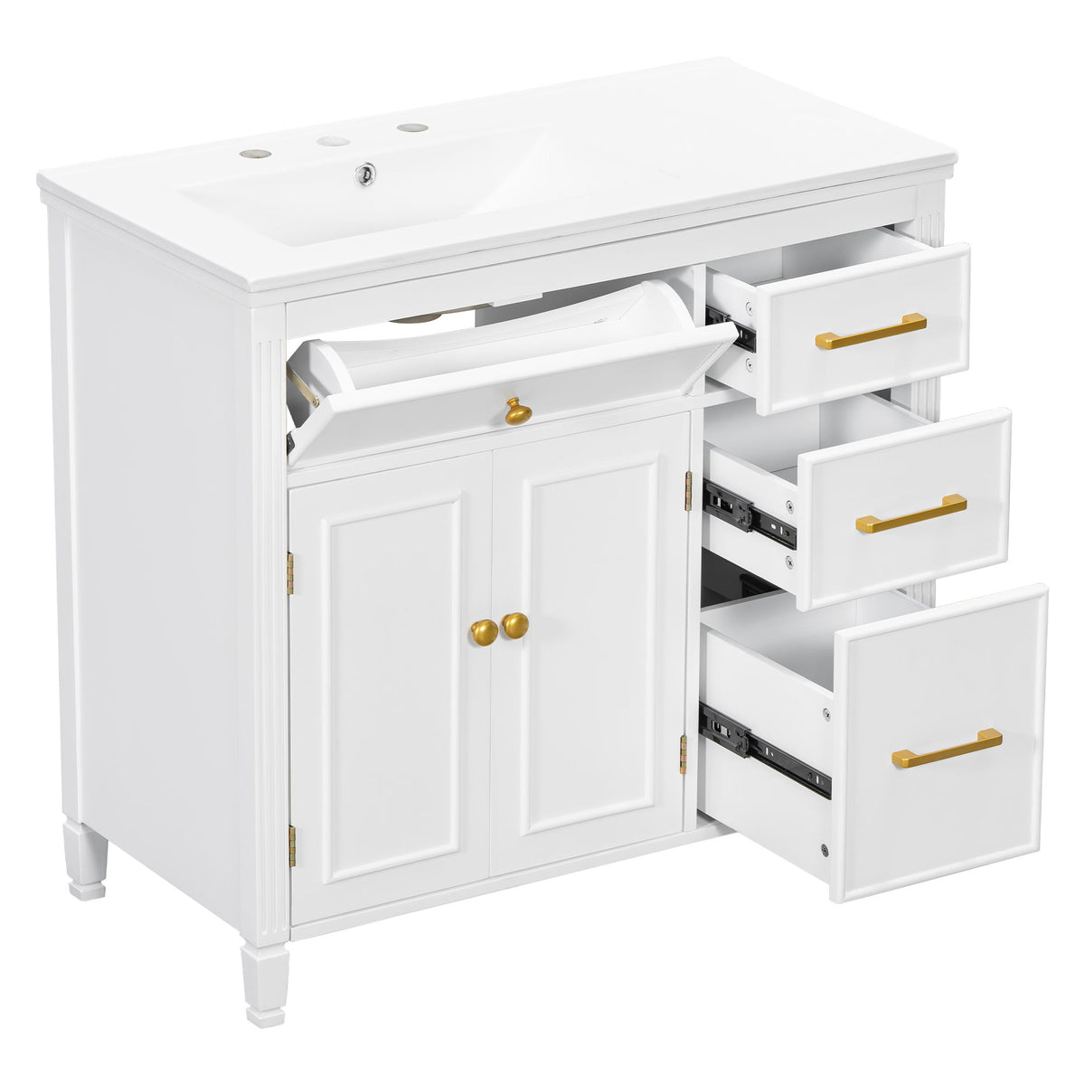 Bathroom Vanity With Sink Top, 3 Soft Closing Drawers