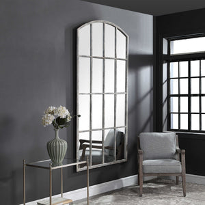 Uttermost Amiel arched wall mirror in ivory with a sleek, elegant frame, ideal for stylish home decor.