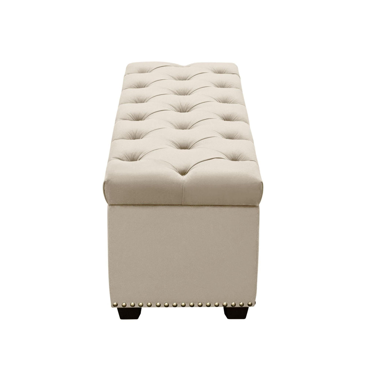 Majestic Tufted Velvet Lift-Top Storage Trunk w/ Nail Head Accent by Diamond Sofa - Tan Velvet
