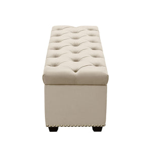 Majestic Tufted Velvet Lift-Top Storage Trunk w/ Nail Head Accent by Diamond Sofa - Tan Velvet