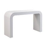 TOV Furniture Hump console table with sleek wooden top and metal legs, ideal for entryways or living spaces.