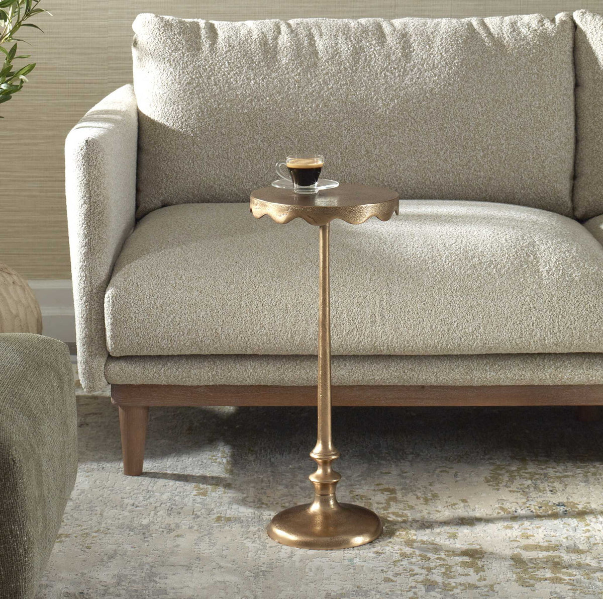 Aluminum Accent Table - Antique Brass