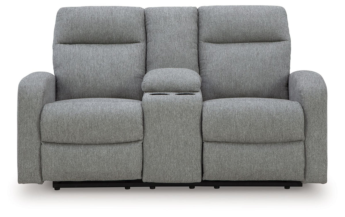 Gauntlet - Double Recline Loveseat With Console - Sterling - R&R Furniture Gallery (Fountain Valley, CA)