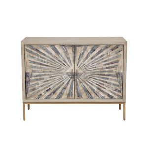 Prisma 2-Door Accent Cabinet w/ Dyed Bone Inlay Sunburst w/ Brass Legs by Diamond Sofa