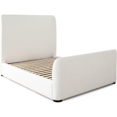 Eve Eastern King Bed in Elite Ivory Fabric w/ Contoured Headboard & Footboard