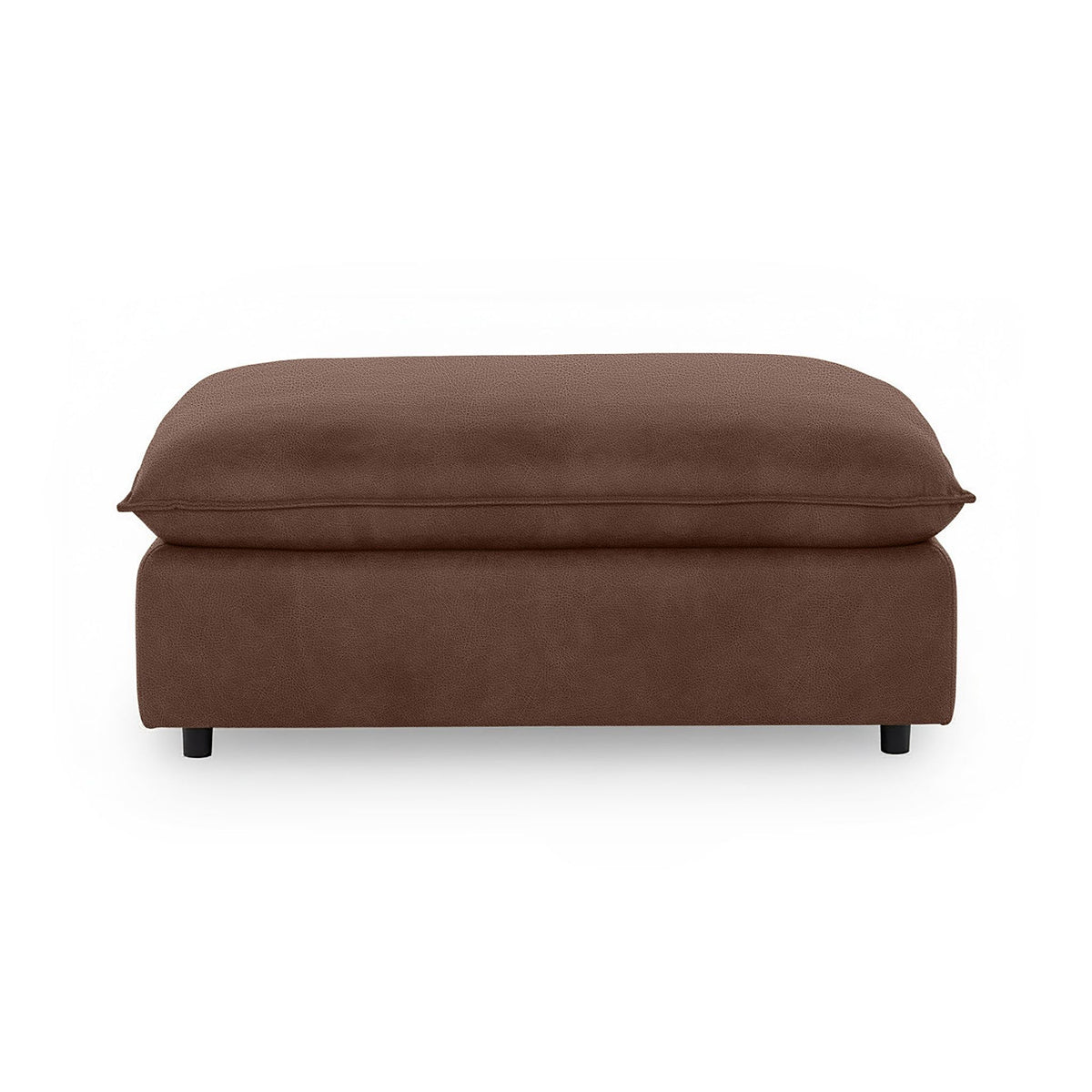Classic Home Caplan upholstered ottoman with soft fabric and sturdy wooden legs in a modern, versatile design.