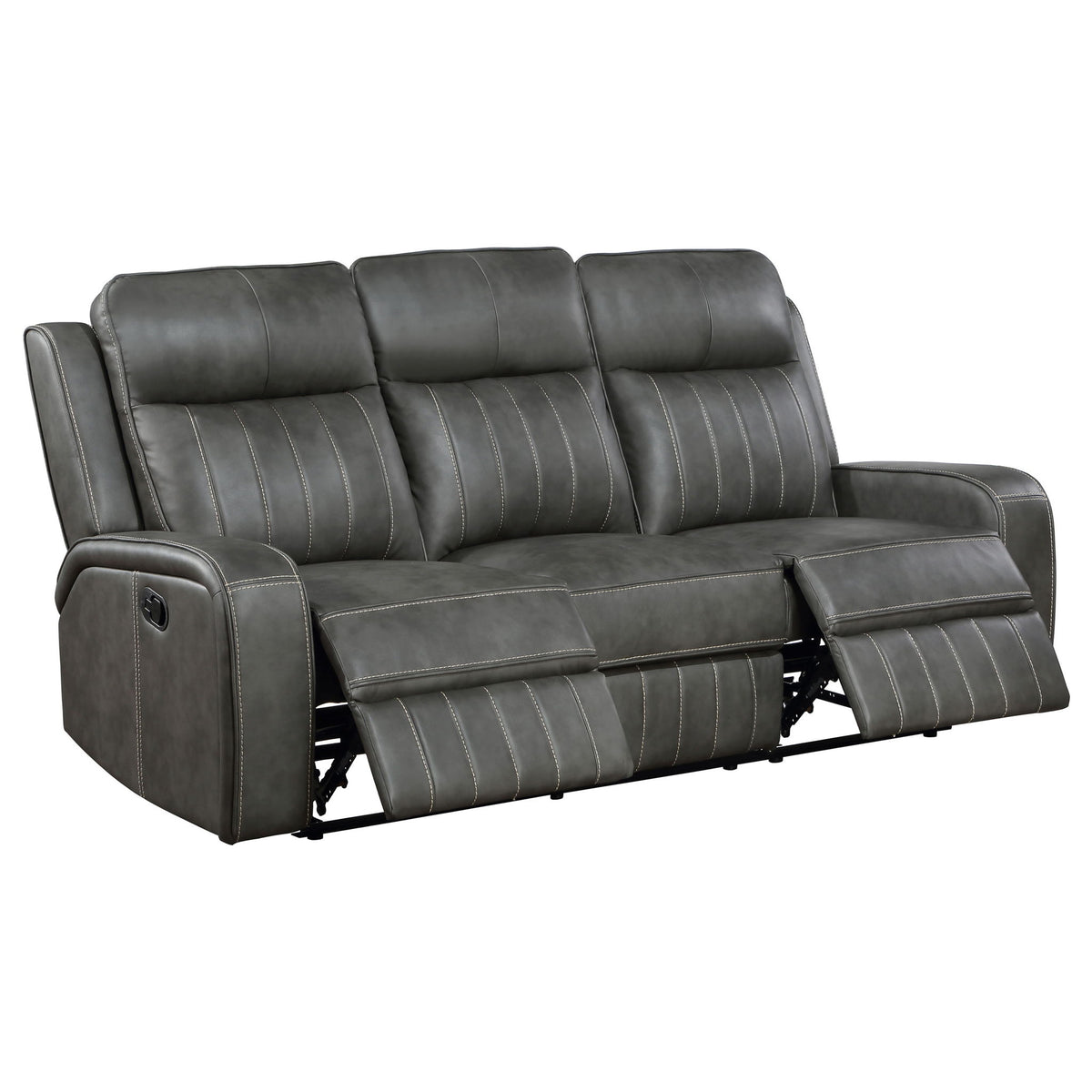 Forrest - Motion Reclining Sofa Comfort With Elegant Tufting And Wide Track Arms - Gray