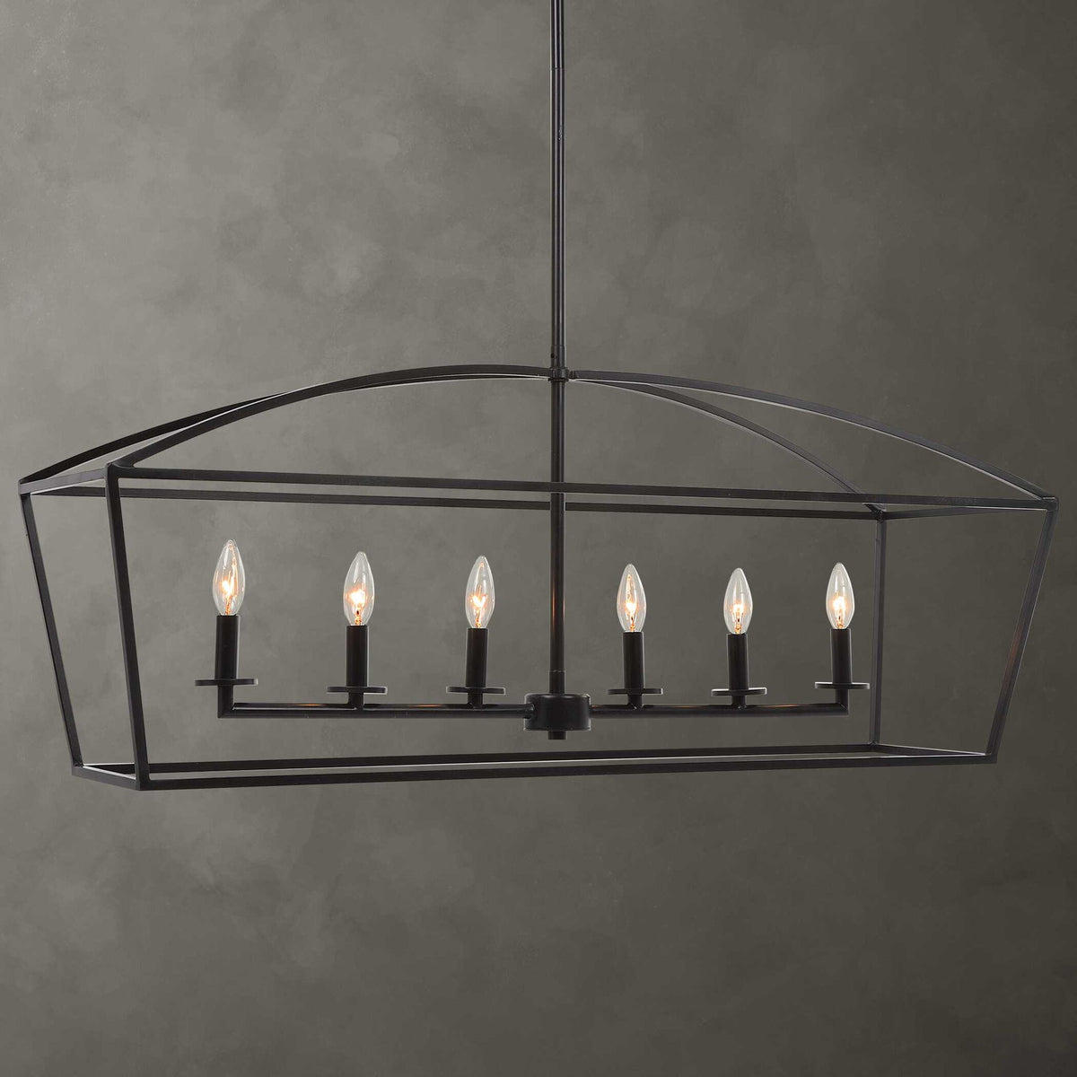 Clayton - 6 Light Linear Chandelier - Black