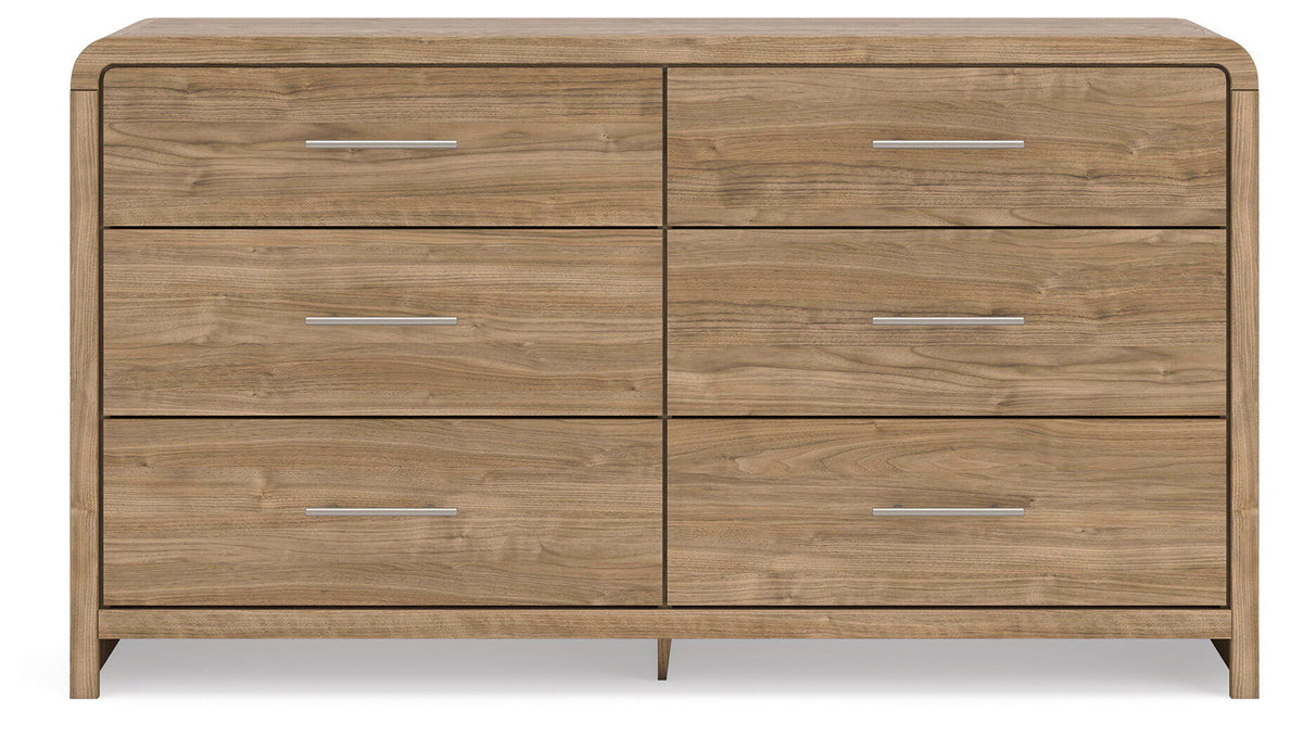 Signature Design by Ashley Six Drawer Dresser with sleek wooden finish and modern hardware, ideal for bedroom storage and organization.
