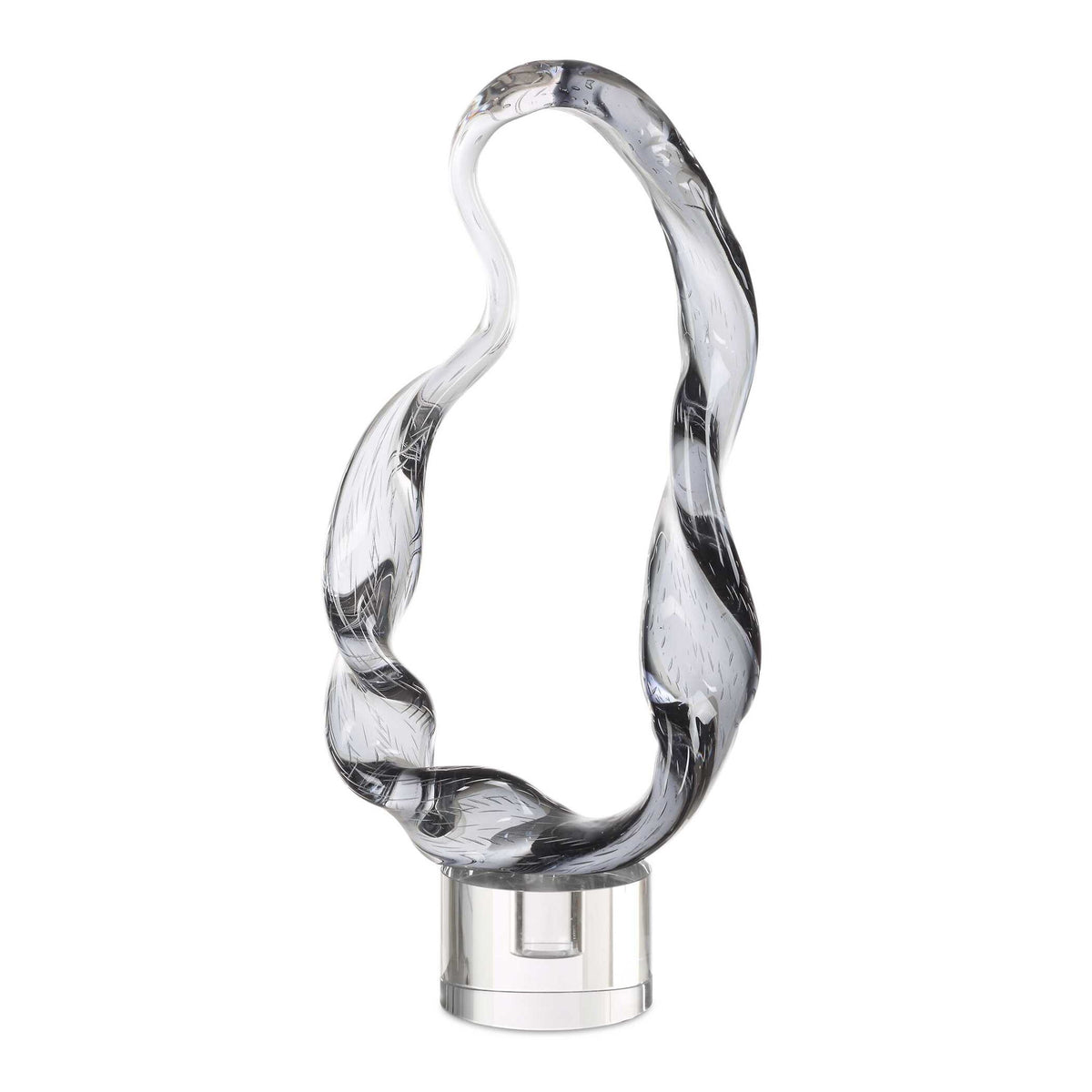 Luminous Twist - Glass Sculpture - Black / White