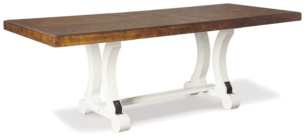 Valebeck - Rectangular Dining Room Table - White / Brown - R&R Furniture Gallery (Fountain Valley, CA)